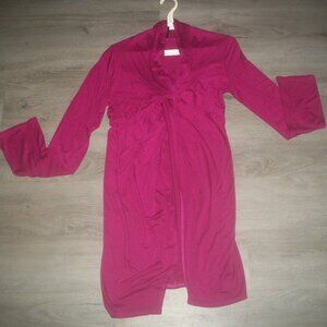womens cardigan.duster.fly away hem.knee length.size large